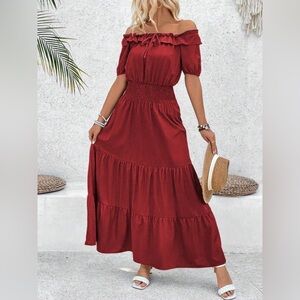 Radiant Red Ruffle Maxi Dress